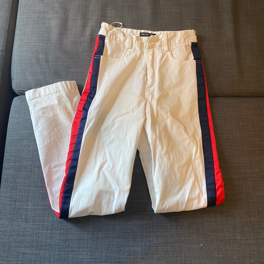 The fifth label size white pants w/racing stripes
